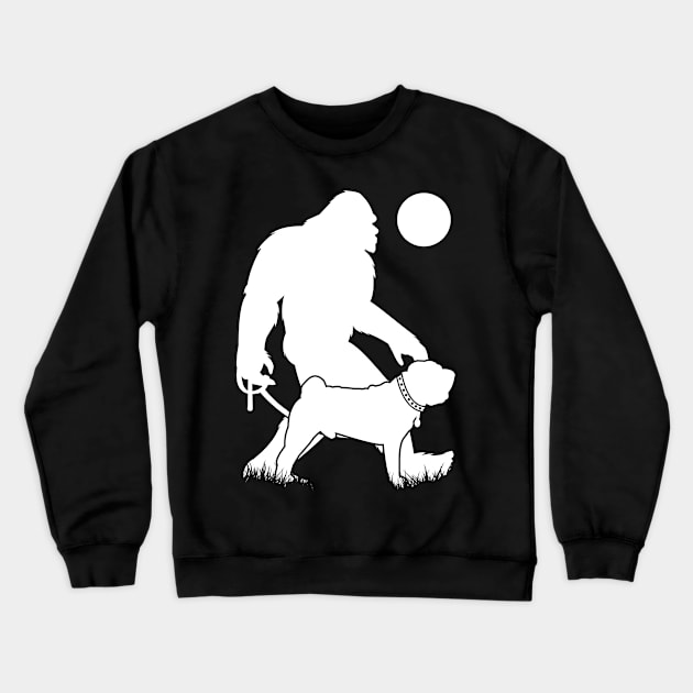 Bigfoot Walking Chinese Shar Pei dog Crewneck Sweatshirt by Tesszero